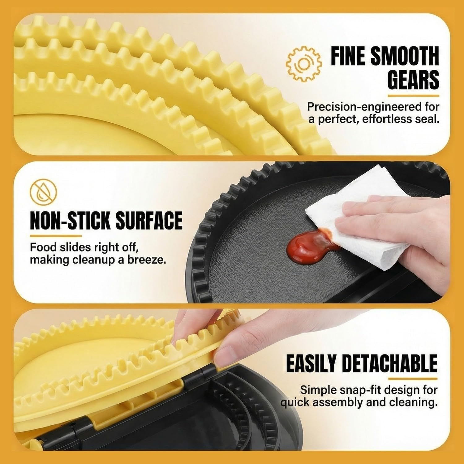 3-in-1 Tortilla Sealer (10, 8, 6 Inch) with 2 in 1 Bottle with Brush, BPA Free & Dishwasher Safe Material, Tortilla Crimper Wrap Maker Press for Quesadilla, Empanada, Taco, Burrito