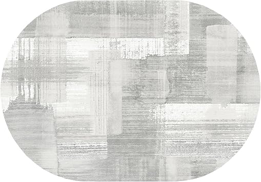 Modern Design Grey Living Room Balcony Bedside Dining Floor Non-Slip Large Rug,Oval Non Slip Rugs for Dining Office Sofa Decor Floor Mats 70x140cm3.9 ft 5.2 ft