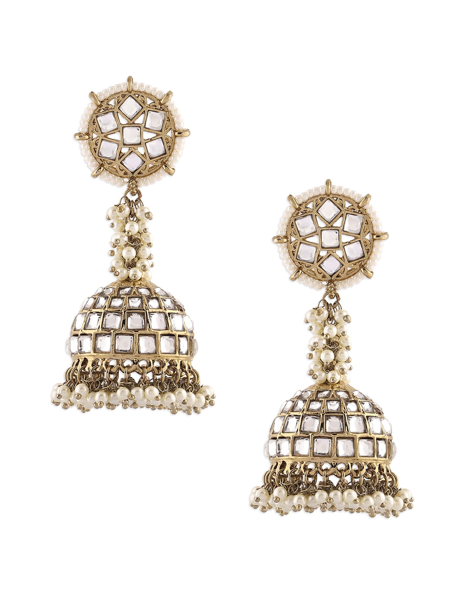 Zaveri Pearls Gold Tone Kundan Beaded Traditional Jhumka Drop Earring For Women-ZPFK16736 (B0CLD5HCHH) Amazon Price History, Amazon Price Tracker