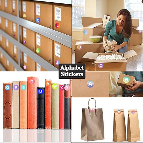 Miniatura 6 de Calcomanías del alfabeto de la letra A-Z coloridas de 1/2 pulgada, pequeñas y redondas, autoadhesivas, para inventario, almacenamiento,