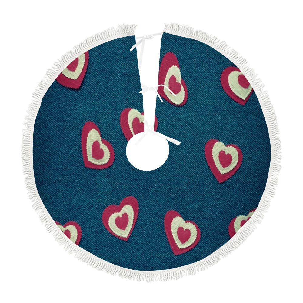 Tapis de sapin de Noël coloré de 91 cm pour réveillon chaleureux en famille