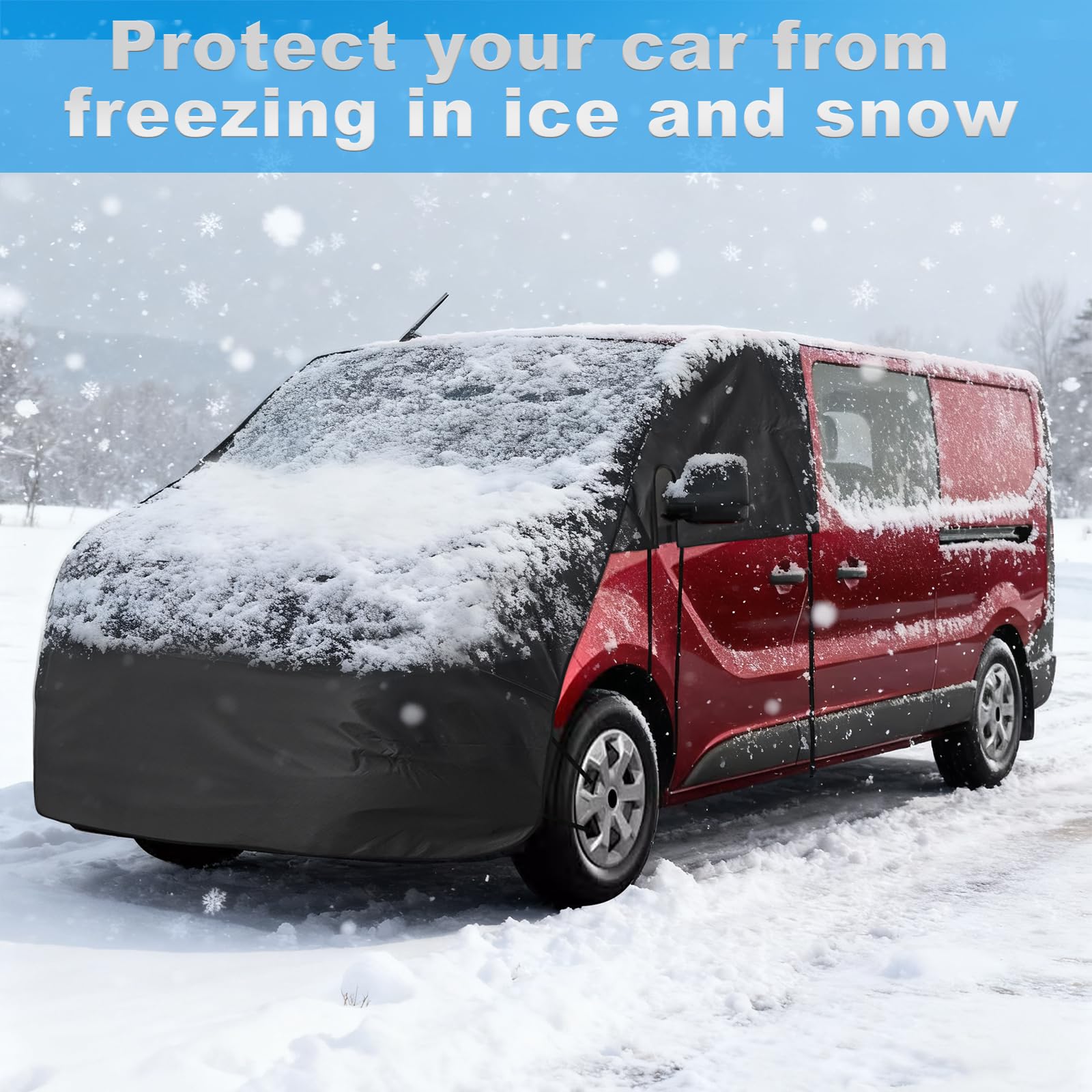 Housse de Pare-Brise Compatible avec Renault Traffic 2014-2025, Bâche de Protection Pare-Brise pour Camping-Car Contre Le Gel et Le Soleil imperméable Housse de Voiture Couvrant Tout Le Capot