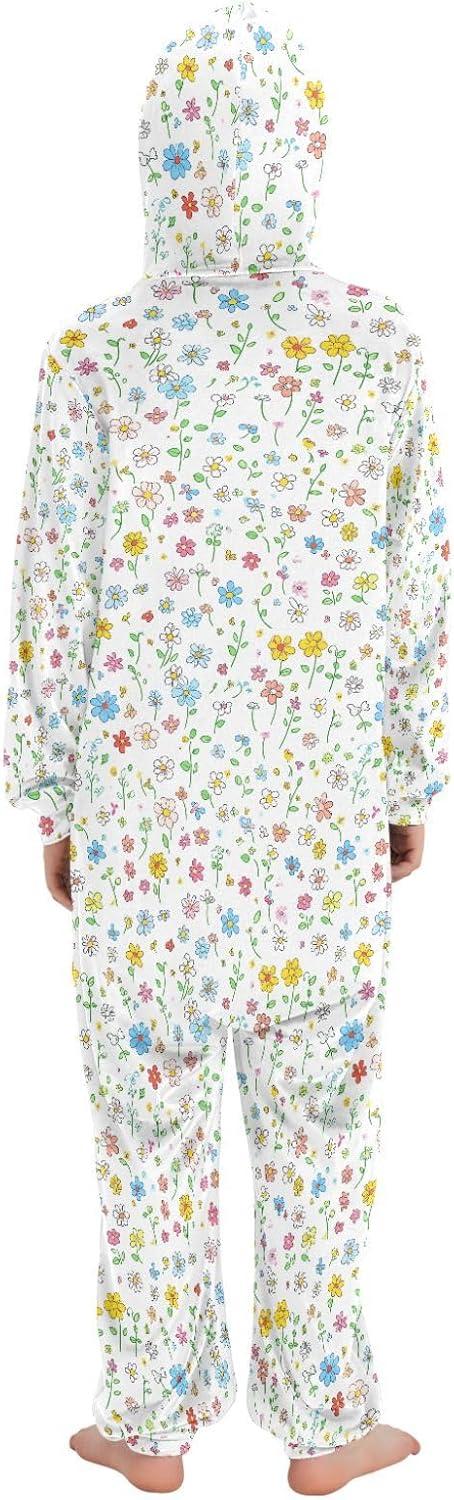 Sleepwear Holiday Pajamas Zipper Hooded One-Piecing Loungewear Sleepwear for Unisex 4-14Y