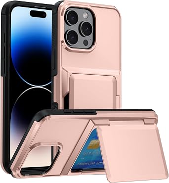 for iPhone 13 Pro Max Wallet - Style Protective Case with Card Holder Holds 5 Cards - Rose Gold