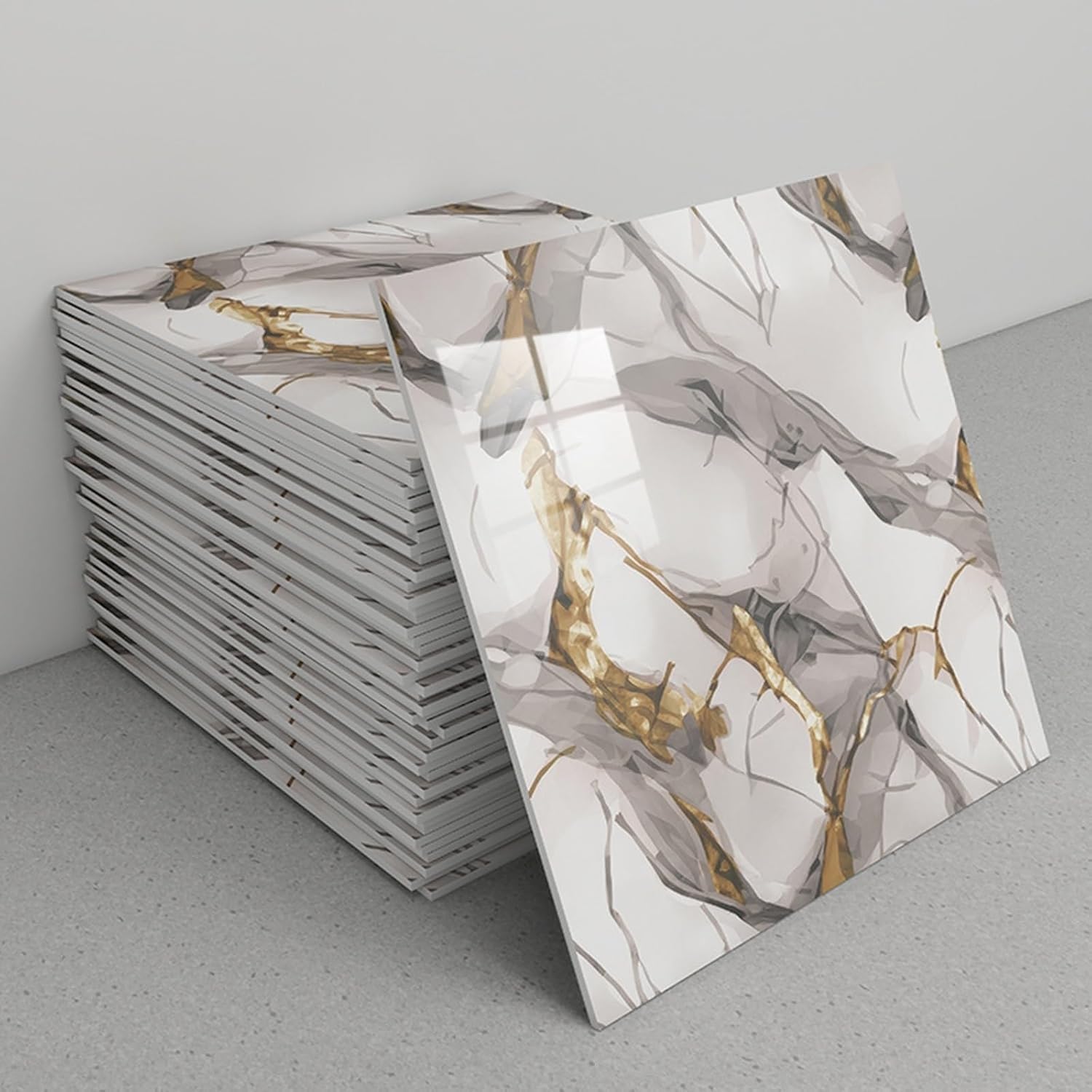 30 Pezzi Di Piastrelle Adesive In PVC Effetto Marmo Artificiale, Pannelli Murali Staccabili E Attaccabili, Cm X, Paraschizzi Resistenti Al Calore, Ideali(C6,20 tiles)