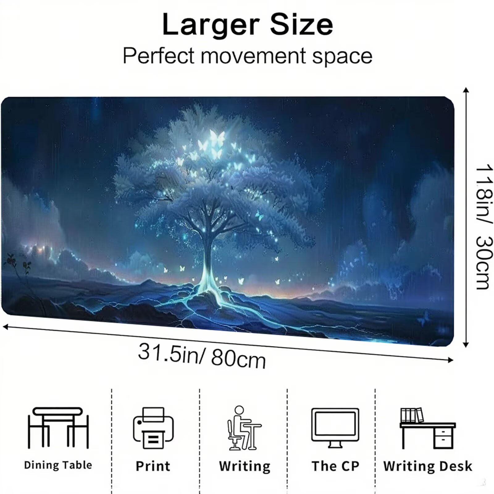 Niebieska podkładka pod mysz XXL 1400 x 600 x 3 mm uchwyt na biurko akcesoria antypoślizgowa gumowa podstawa i zszyte krawędzie podkładka pod mysz dla graczy do dekoracji biura dekoracyjnego, prezenty