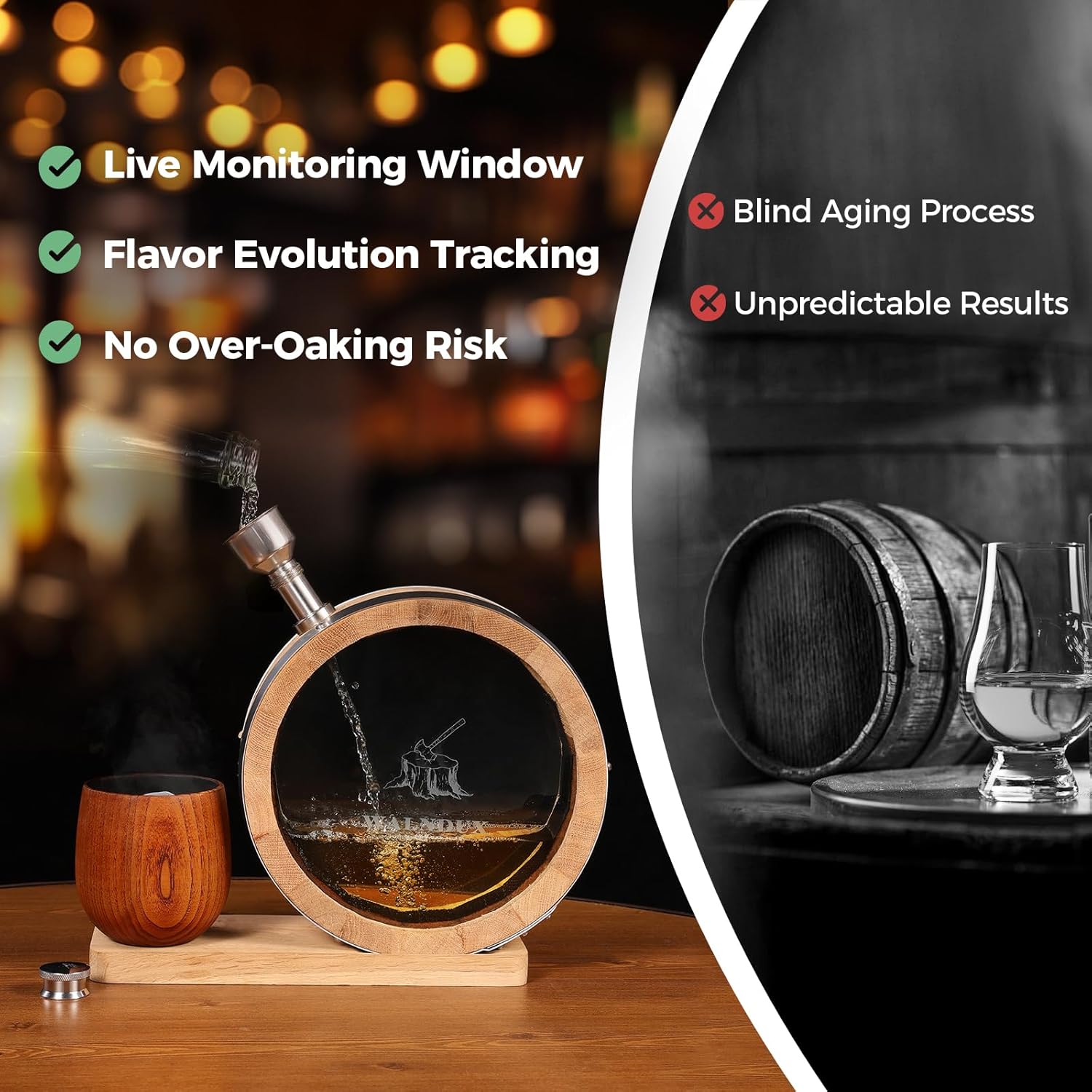 Luxury Visual Oak Barrel for Bourbon Whiskey for Men American White Oak Enhances Flavor Great Bourbon Whiskey Gifts for Men, Dad, or Brother, Father's Day, Birthday Gifts