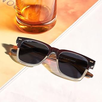 CARFIA Retro Polarised Sunglasses Mens UV400 Protection Chunky Square 90s Look Trendy Classic Glasses
