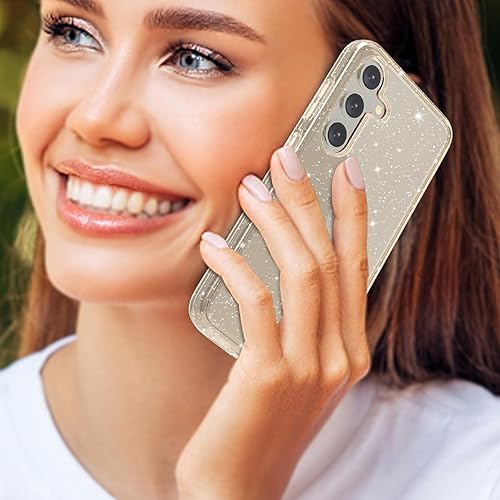 Miniatura 204 de Funda con purpurina diseñada para iPhone 15 Pro Max, con [2 unidades] protector de pantalla y [paquete de 3] protector de lente de cámara brillante