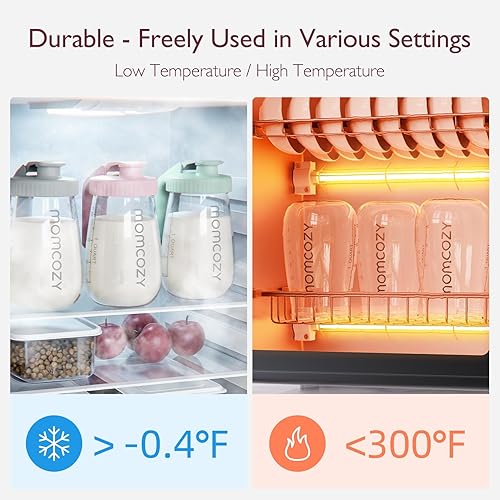 Miniatura 2 de Momcozy Jarra de leche materna, resistente al calor y a los cambios bruscos de temperatura al frío, sin fugas, recipiente de almacenamiento de leche