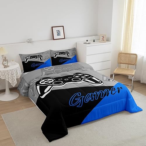 Miniatura 2 de Feelyou Edredón de videojuegos para niños y adolescentes, juego de ropa de cama para niños, edredón para todas las estaciones, decoración del hogar