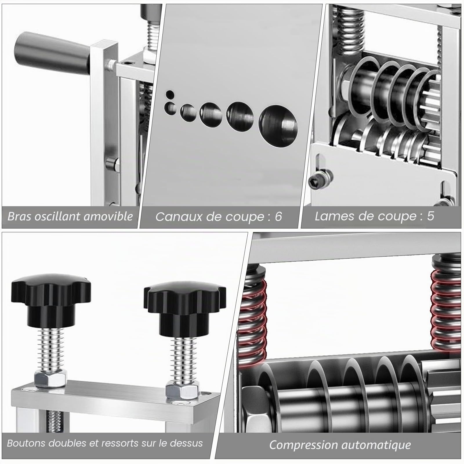 Machine à Dénuder le Câble Électrique, Dénudeur de Câble Électrique & Manuel avec 6 Canaux et 5 Lames, pour Câbles 3 à 17 mm, Denudeuse de Cable pour le Recyclage des Fils