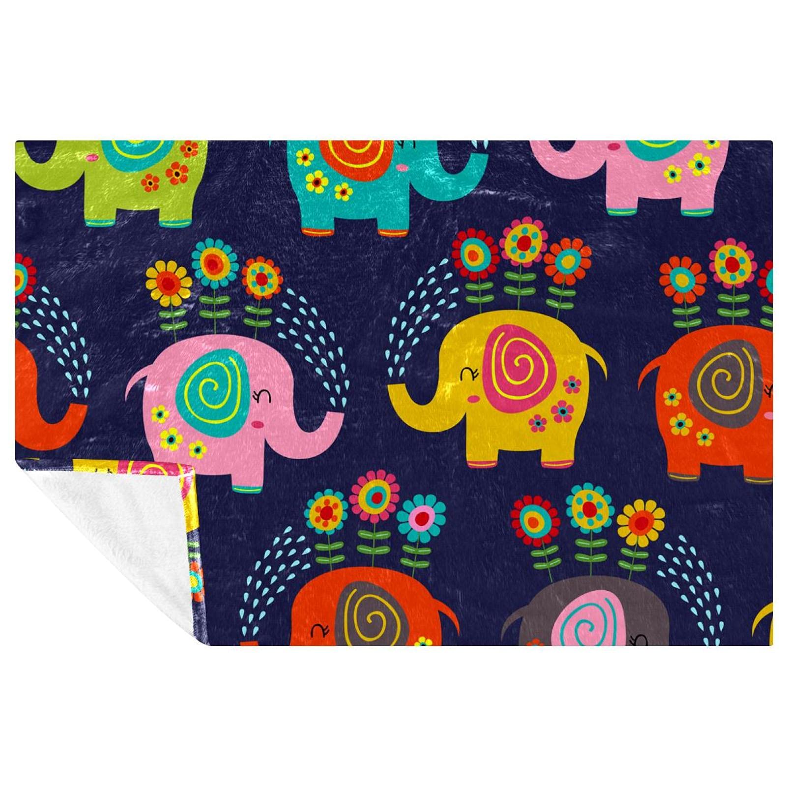 Couverture éléphant violet 150x100 cm douce et chaude pour lit et canapé