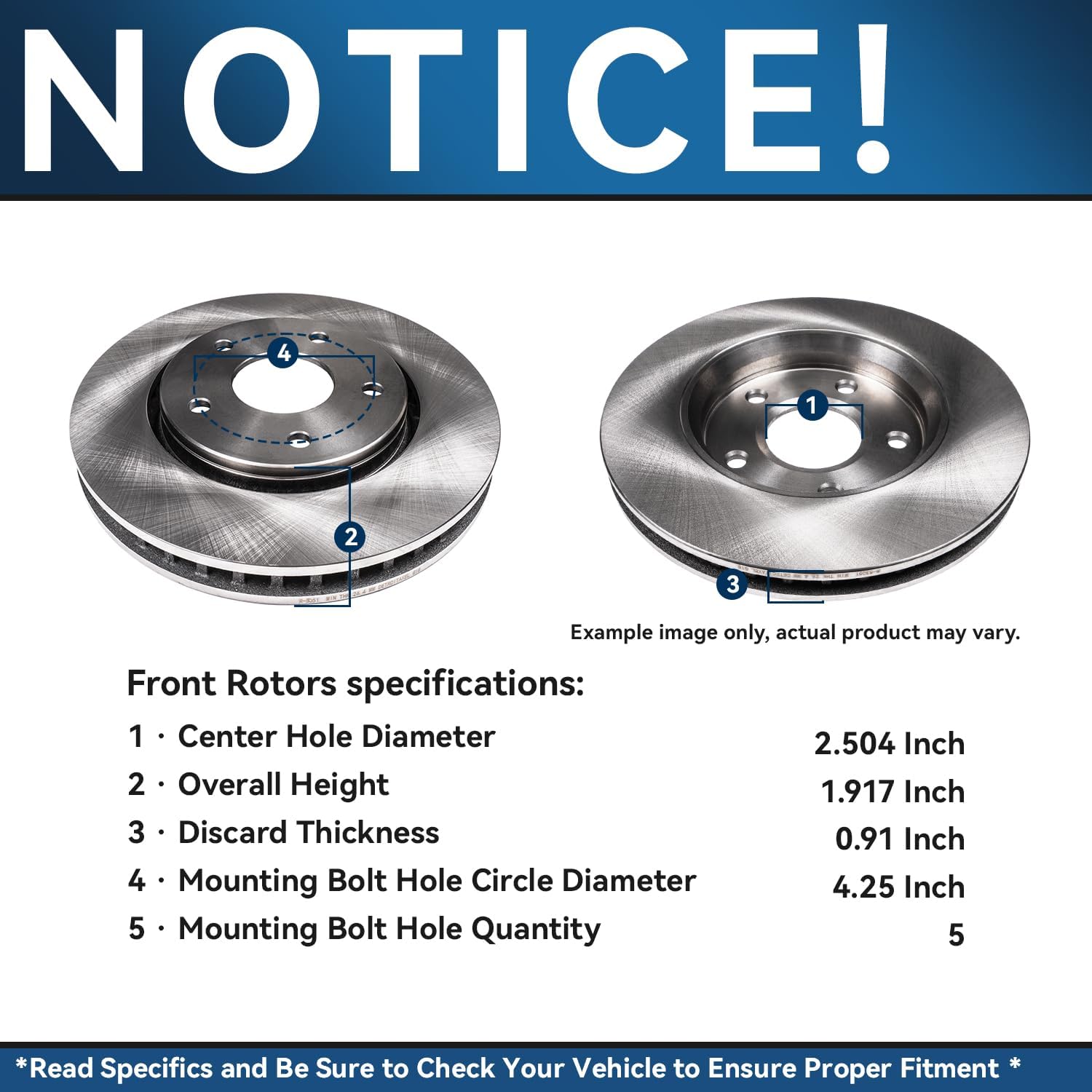 Detroit Axle - FWD Brake Kit for Ford 17-19 Escape 11.81" inch Front and 12.44" inch Rear Disc Brake Rotors Ceramic Brakes Pads 2017 2018 2019 Replacement
