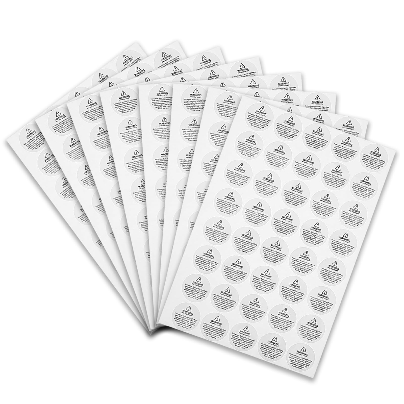 HarmonyCrafts 320pcs Clear White Wax Melt Safety Stickers - Round Candle Warning Protection Labels - Self Adhesive - Candle Jar Container Labels