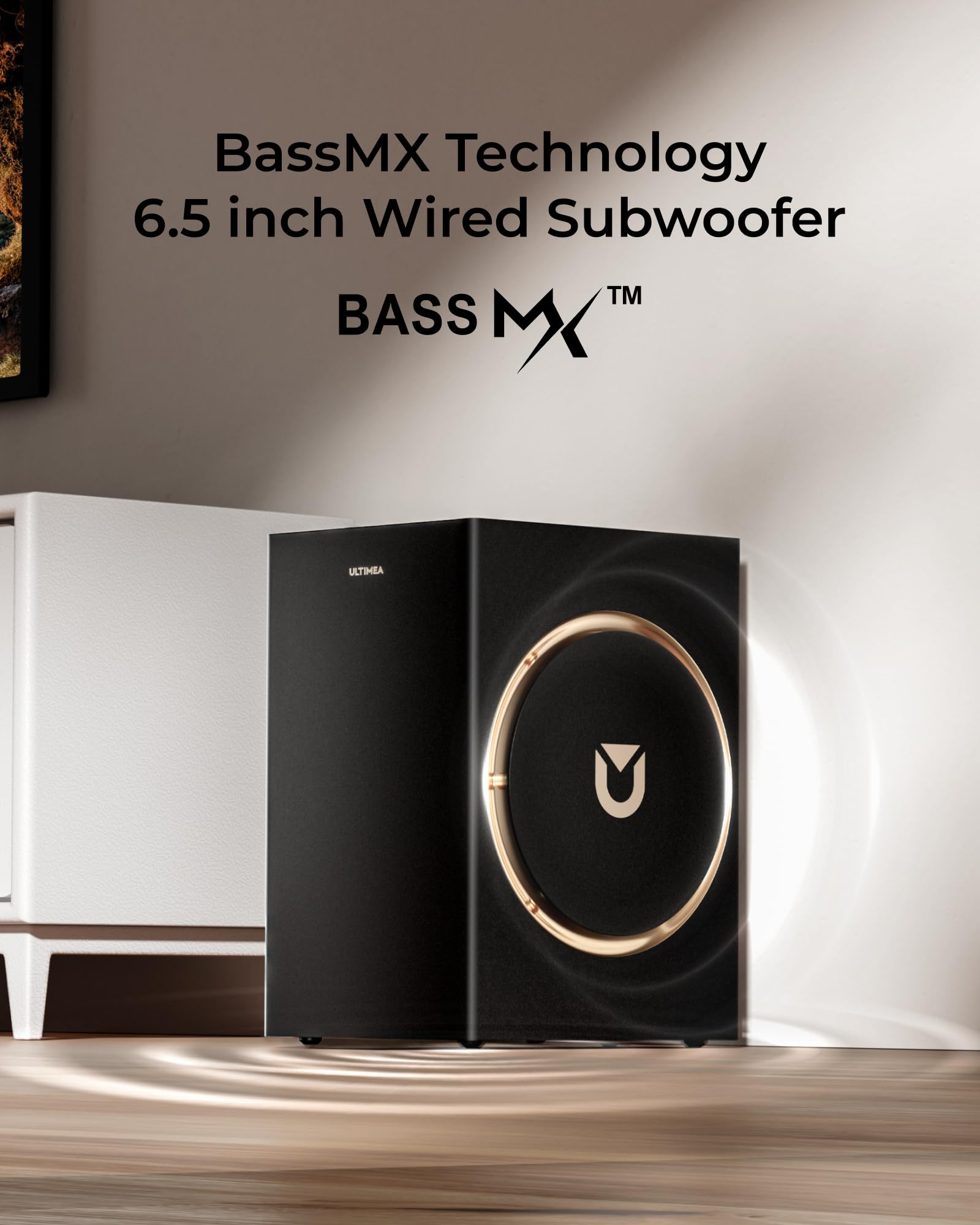 ULTIMEA Barra de Sonido de 3.1.2 Canales con Dolby Atmos, Sistema de Sonido Envolvente para Smart TV, Barra de Sonido con subwoofer de 6.5 Pulgadas para Cine en casa, BT 5.4, HDMI eARC, Skywave F30