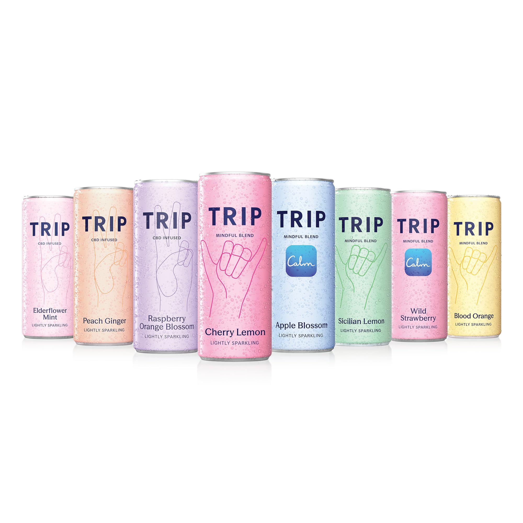 TRIP Variety Pack with Six Flavours – 8 Sparkling Drinks with CBD + 4 with Magnesium, Lion’s Mane, Chamomile & Lemon Balm. Low Calorie & Vegan (12 x 250ml)