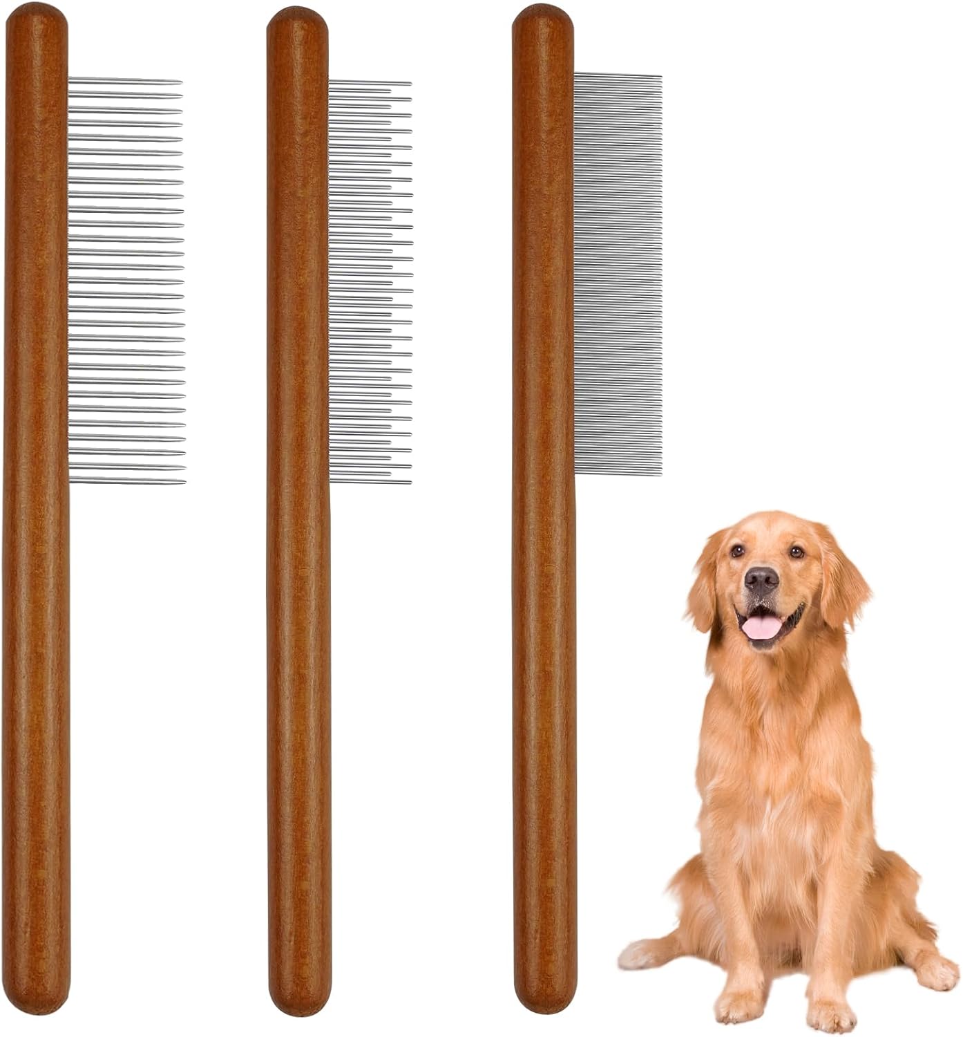 3PCS Flea Comb for Dogs, Metal Head Lice Combs Fine Tooth Comb Cat Flea