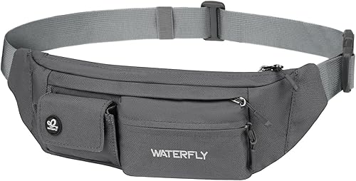 WATERFLY Cangurera pequeña cruzada 5 bolsillos delgada y ligera para la cintura, bolsa de cadera para mujeres y hombres, bolsa de pecho resistente