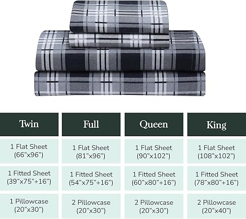 Miniatura 5 de FEATHER & STITCH NEW YORK juego de sábanas de franela de algodón, para colchones altos, sábanas cálidas, acogedoras, ligeras, para invierno