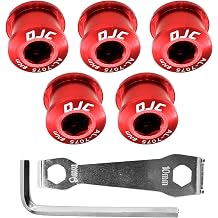 DJC Motorcycle Chainring Bolts M8 Aluminum Single 5 Pack with M5 Hex Wrench and Installation Tool Wrench Aluminum Red, Single Chainring Bolt