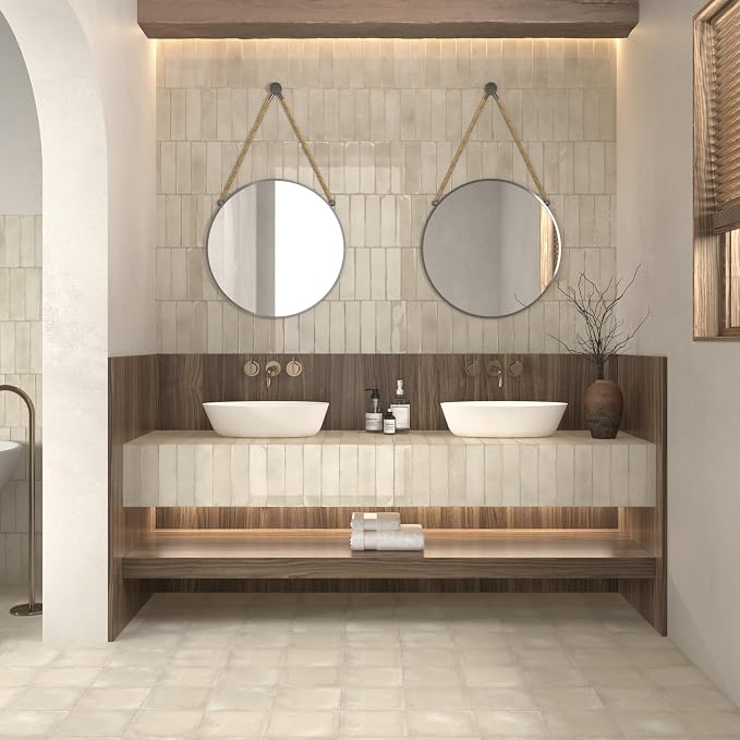 Tenedos Porcelanato Beige 8x8 pulg Mate Look Piedra para Piso y Pared miniatura 2
