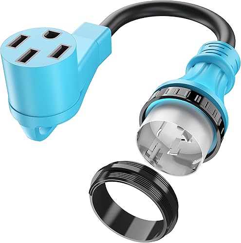 NEMA SS2-50P a 14-50R Cable adaptador de alimentación de carga Shore Power 50A a RV y EV, cable adaptador de alimentación de bloqueo giratorio a 4