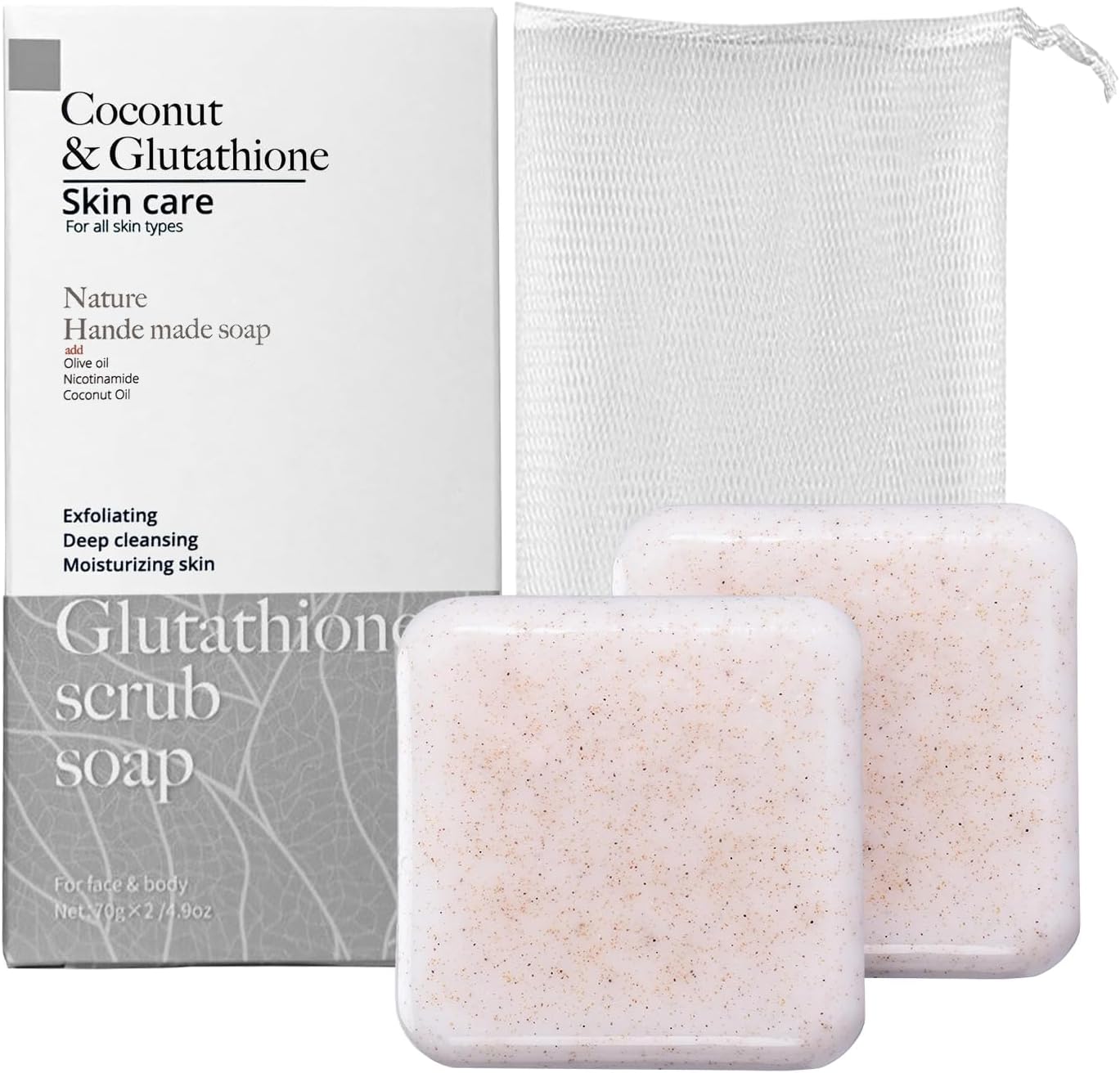 Azonee Coconut Soap, Glutathione Soap, Freckle Whitening Soap, Natural Handmade Soap, Rich Fragrance, Suitable for Face and Body, Make Your Skin Smooth and Beautiful