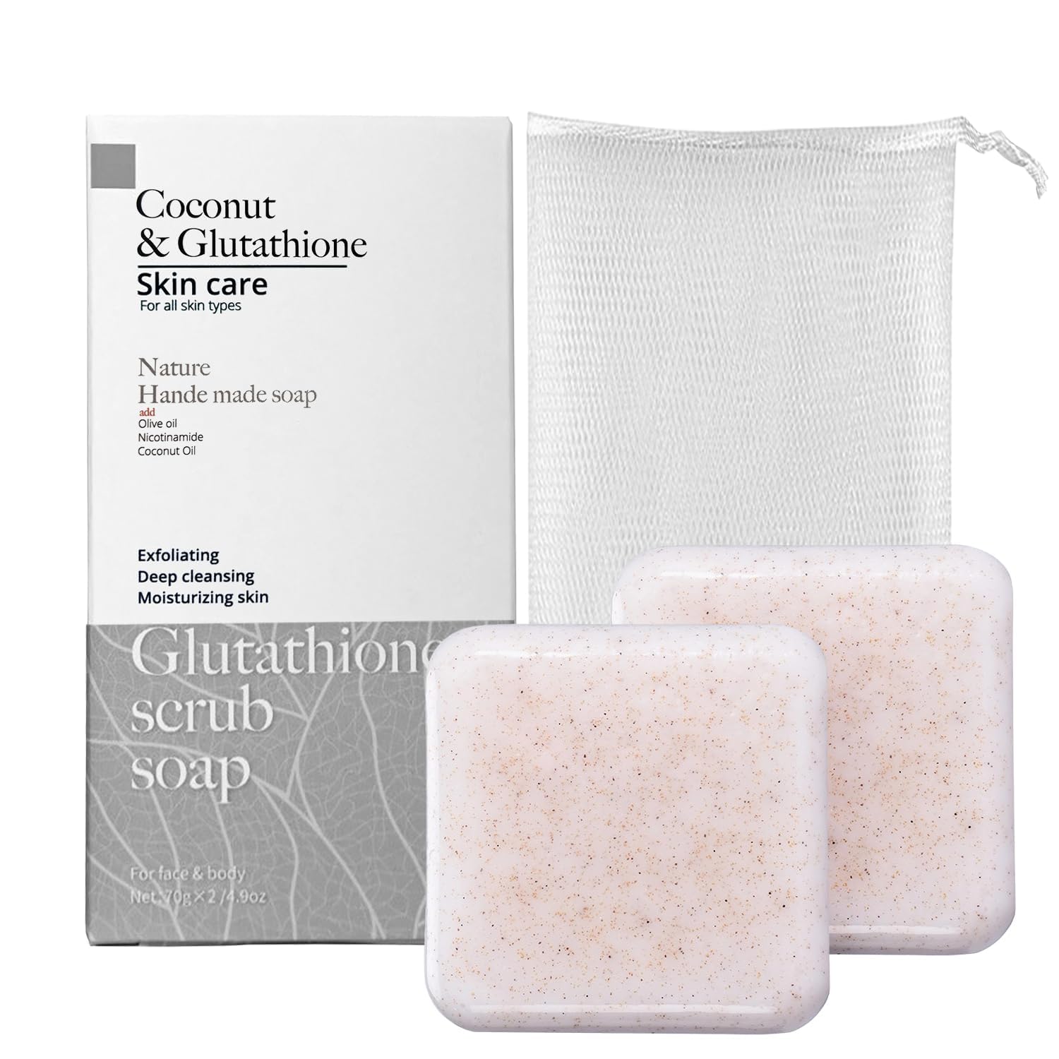 Azonee Coconut Soap, Glutathione Soap, Freckle Whitening Soap, Natural Handmade Soap, Rich Fragrance, Suitable for Face and Body, Make Your Skin Smooth and Beautiful