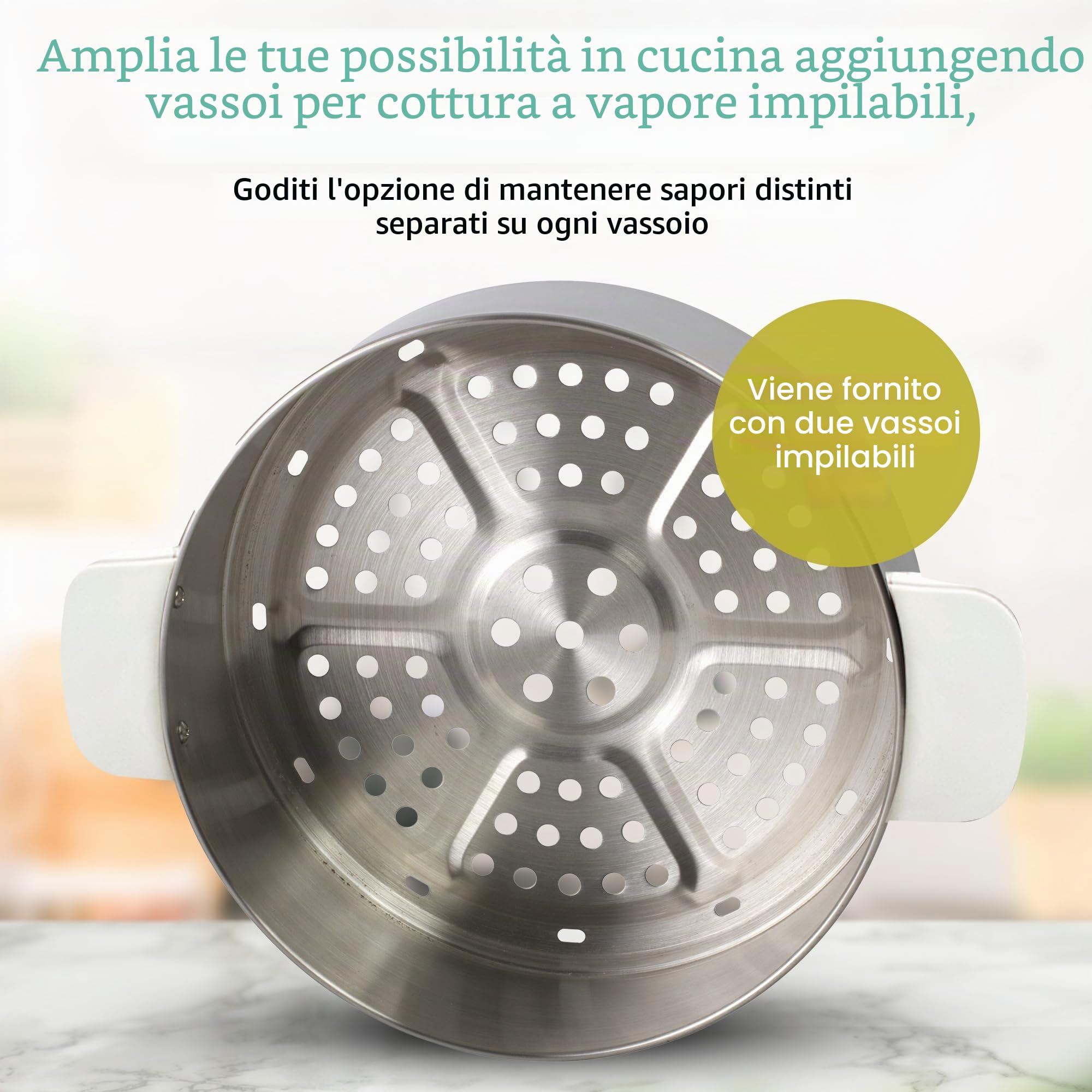 Euro cucina in acciaio INOX elettrico vaporiera 17 Quarts White/Stainless Steel