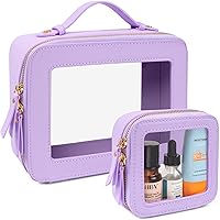 Vista 26 de LETGO Bolsas de Maquillaje Transparentes - Bolsas de Aseo Aprobadas por la TSA con Cierre, Bolsa de Aseo Transparente, Transparente
