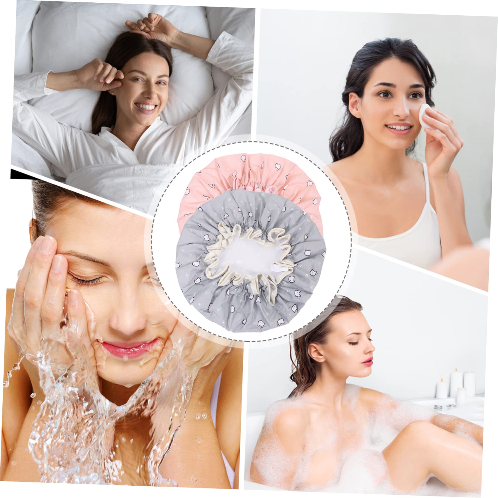 minkissy Elastische Duschhaube, wiederverwendbare Kappen für Frauen, Badekappe, Spa-Kappe, Haarfärbemittel, Badekappe für Frauen, Satinhaube, Erwachsene, Duschhaube, große Duschhaube, Kinder,