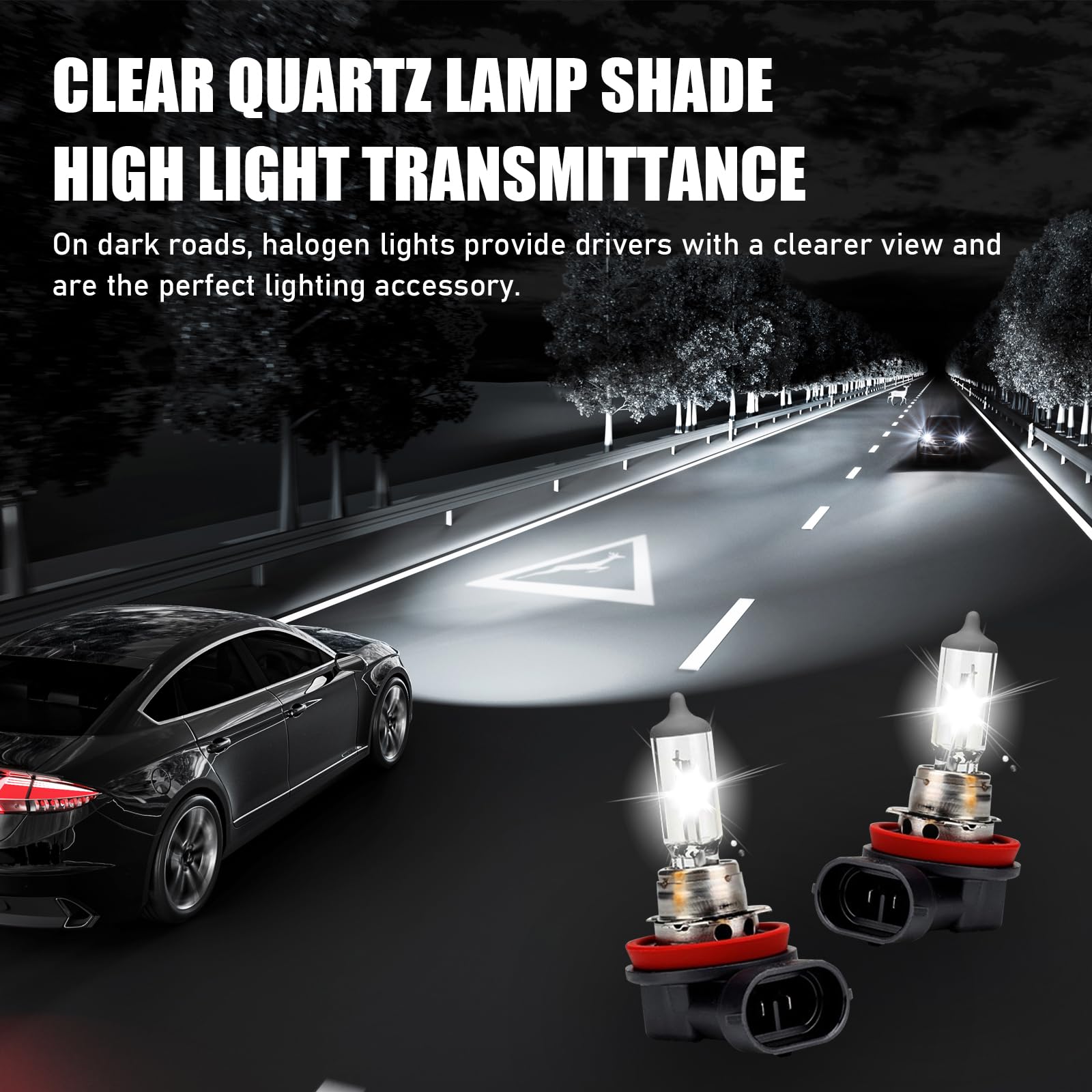 UGSHY 2 PCS H11 Automotive Halogen Bulb 12V 55W 60 000 Hours Service Life High-transmission Quartz Glass High — view 6