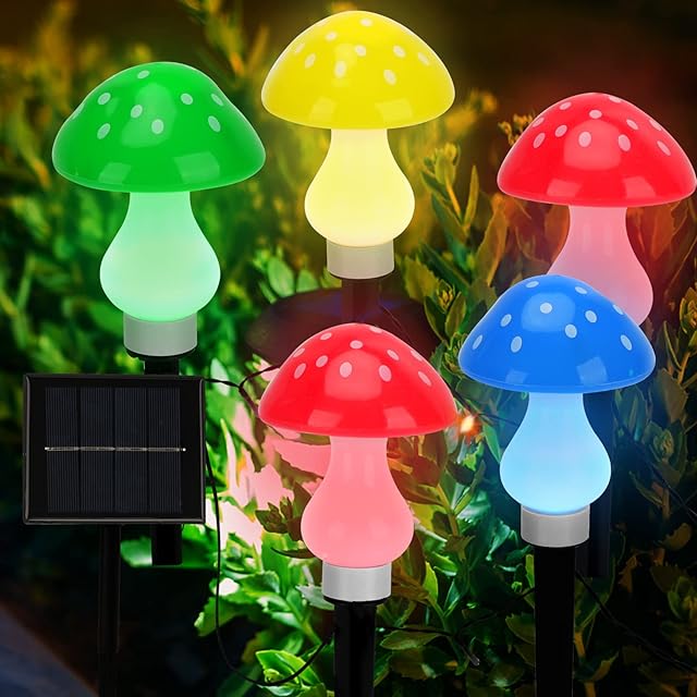 AcaJoe Set of 8 Multi-Color Mushroom Solar Lights Outdoor Waterproof Garden Lights 8 Lighting Modes Outside Decoration for Pathway Landscape Yard Easter Pathway Halloween Xmas