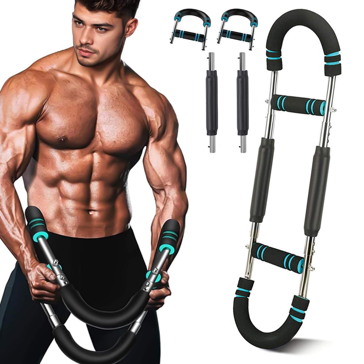 INSPUTOL Twister Arm Trainer, Adjustable 40-100lb Strength Training Equipment, Chest, Arms, Shoulders, and Forearms Muscle Workout for Home Gym Fitness(blue)