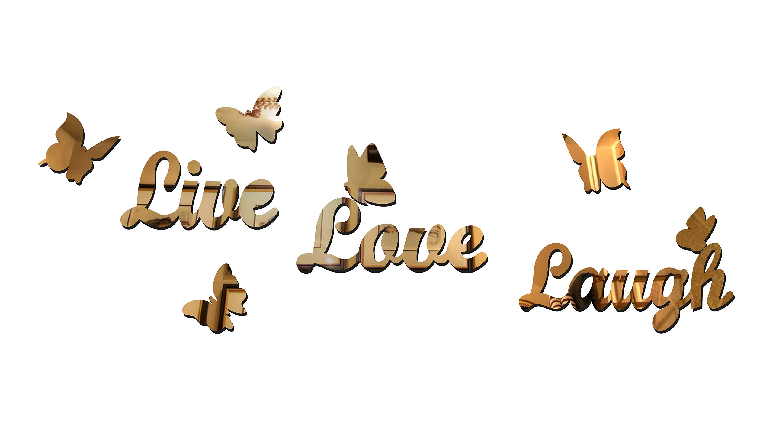 Decor Kafe Acrylic Wall Sticker Live Love Laugh Butterfly Mirror Wall Sticker Removable Decal Acylic Crystal Vinyl Mirror Surface Art Wall Decoration for Bedroom Living Room Home Decor (B07YSPYHD9) Amazon Price History, Amazon Price Tracker