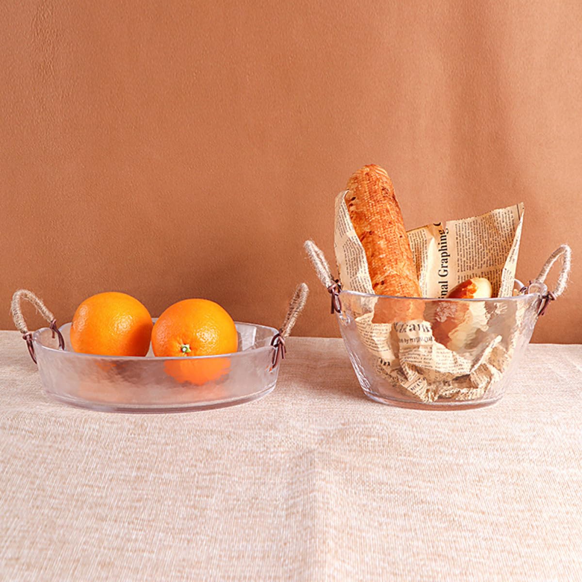 Obstsalatschüssel aus Glas mit Doppelohr, Große Servierform