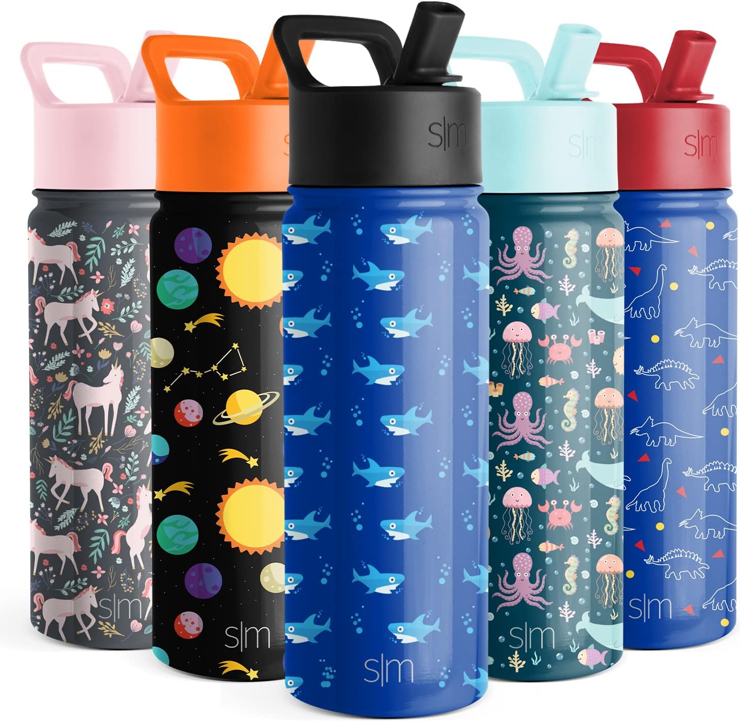 Simple Modern Kids Water Bottle with Straw Lid | Insulated Stainless Steel Reusable Tumbler for Toddlers, Boys | Summit Collection | 18oz, Shark Bite