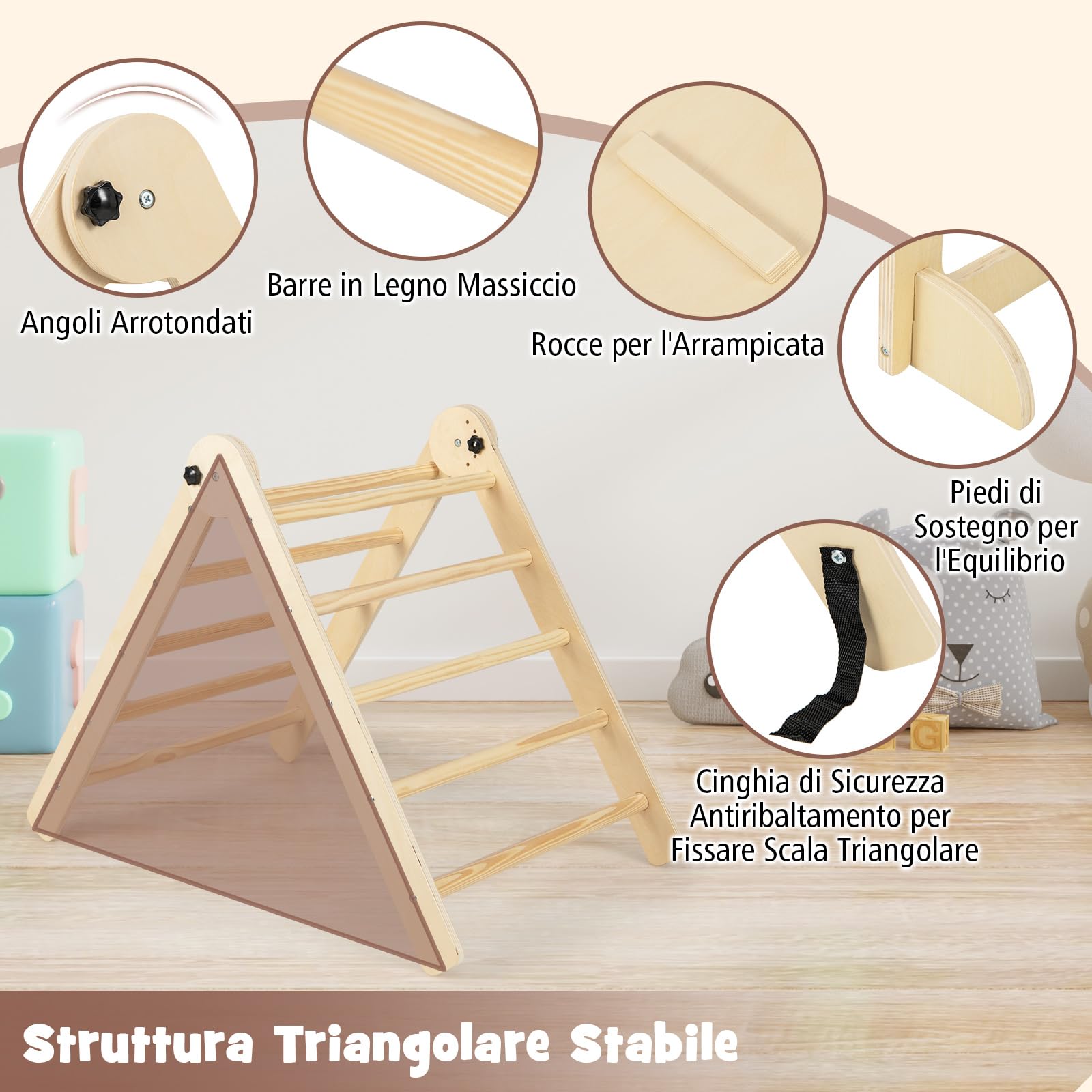 COSTWAY 7 in 1 Set da Arrampicata per Bambini, Giocattoli da Arrampicata Pieghevole con Rampa Reversibile Sgabello Convertibile Tavolo e Sedia Lavagna, 3-14 Anni (Naturale)