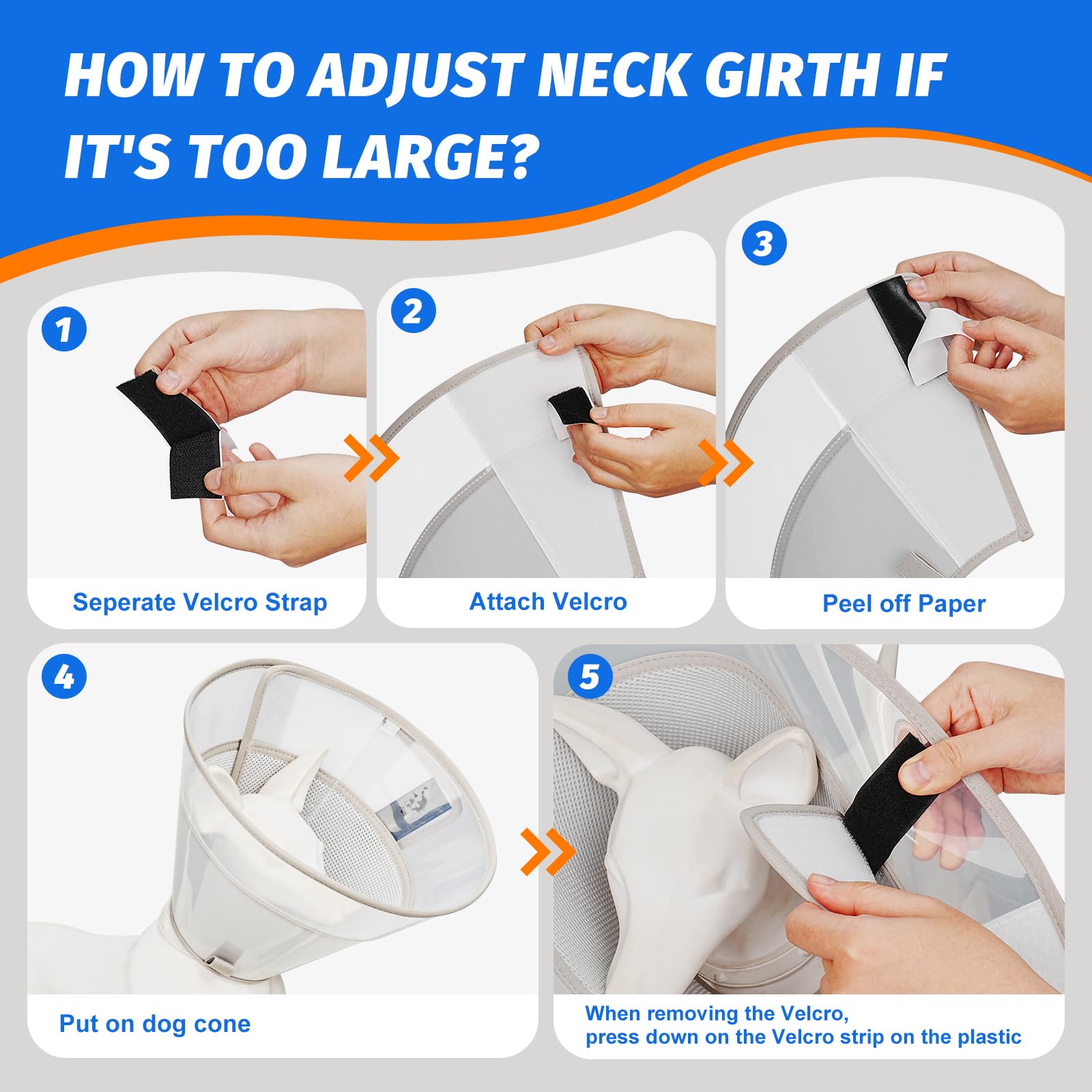 Supet Dog Cone Collar with Soft Pad, Transparent Elizabeth Recovery Collar for Large Medium, Small Dogs to Stop Licking - Image 4
