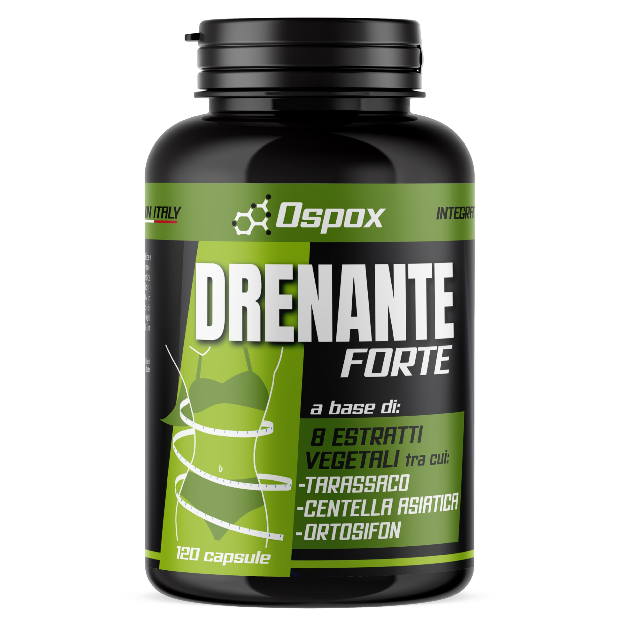 OSPOX Drenante Forte Diuretico 120 Capsule - Detox x Ritenzione Idrica, Cellulite Gambe e Pancia - Made in Italy