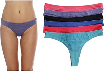 Just Intimates Thongs Underwear Panties for Women Pack of 6