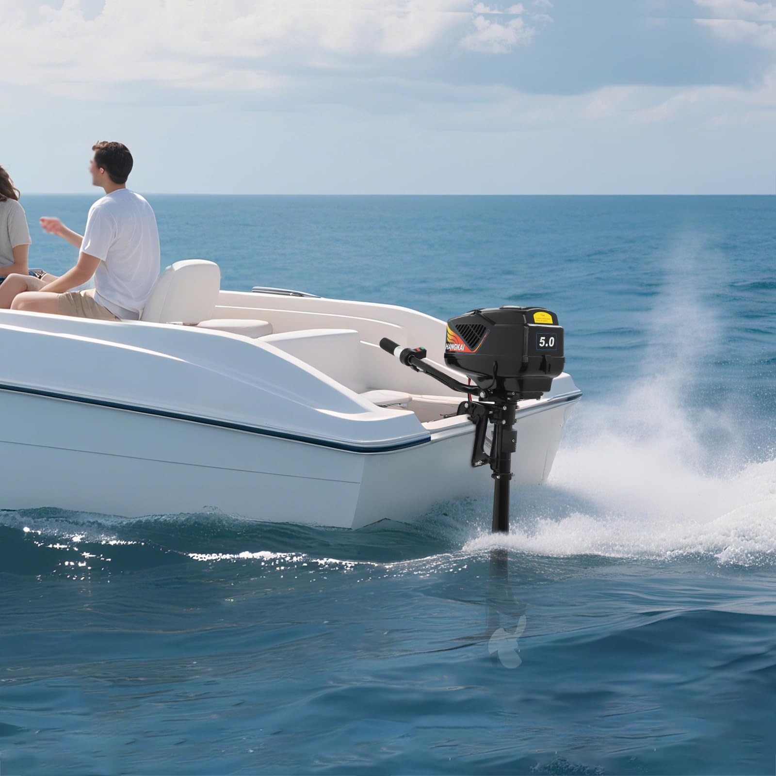 Motor fueraborda eléctrico de 48 V 1200 W, motor eléctrico fueraborda, empuje de 800 kg, 3000 rpm, motor de trolling silencioso, altura ajustable, 10 km/h, velocidad variable continua para barco de