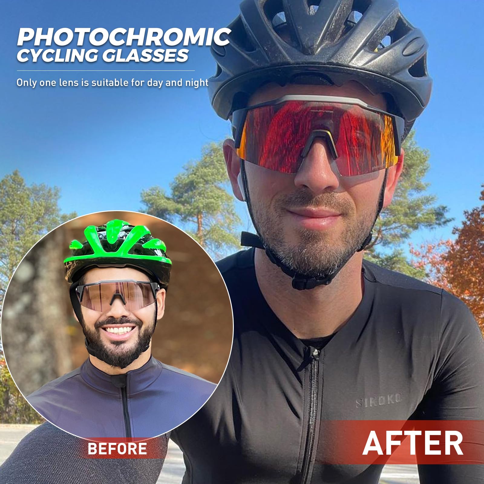 Gafas Fotocromaticas KAPVOE Gafas De Ciclismo Para Hombre Y Mujer
