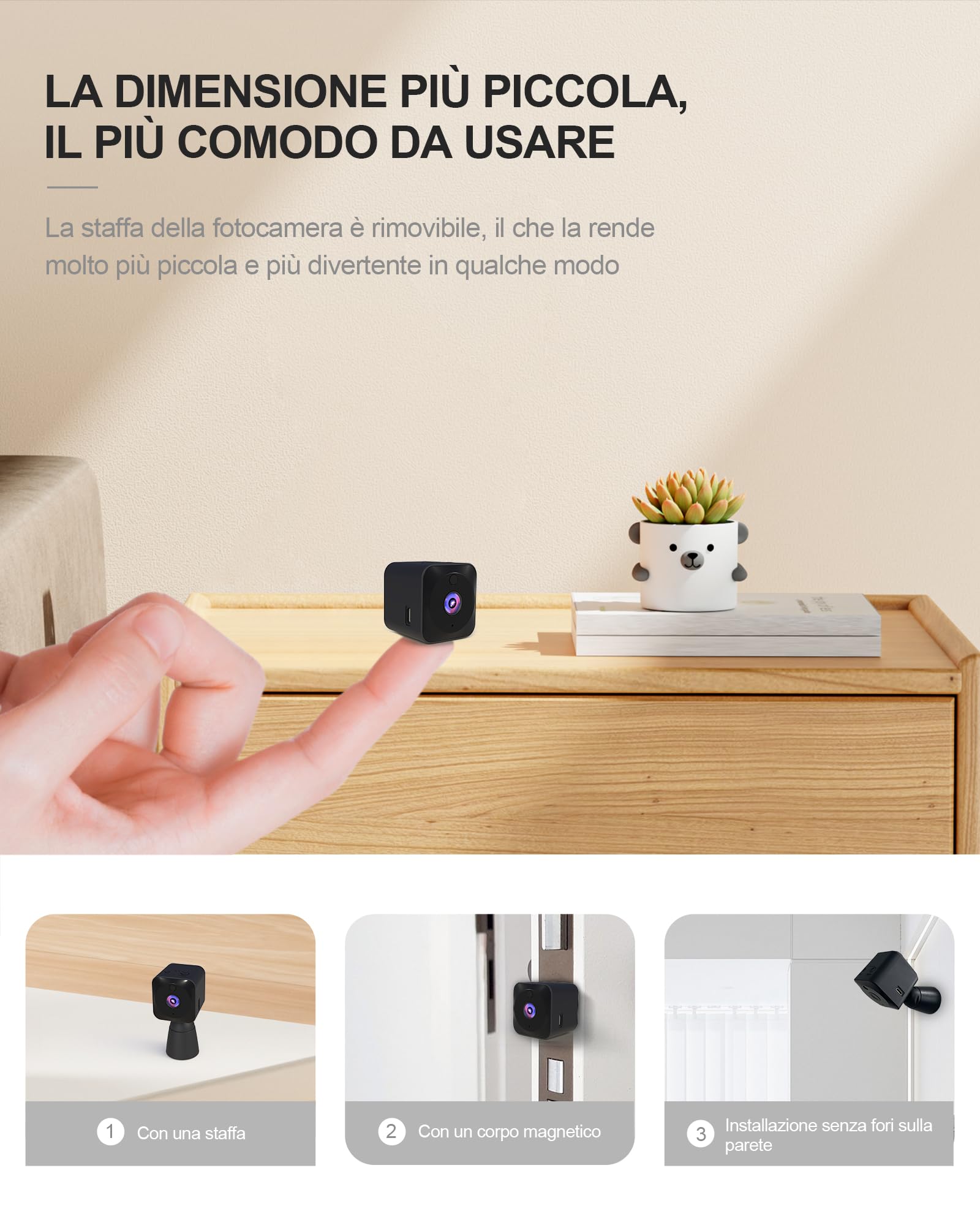 AOBOCAM Mini Camera Surveillance 4K HD Wireless - Dettaglio