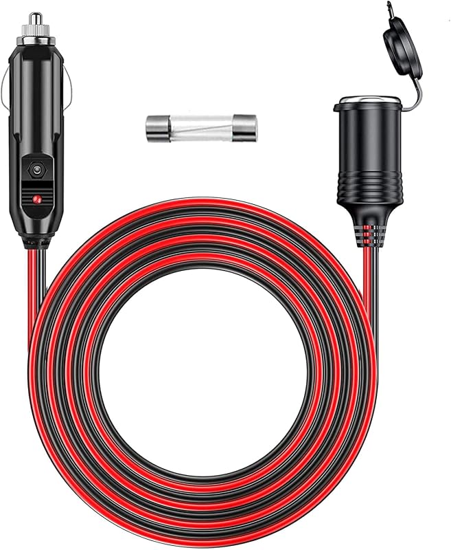 Cabo de extensão para acendedor de cigarro RWUJILONG 12 V/24 V, 15 A, 1,8 m