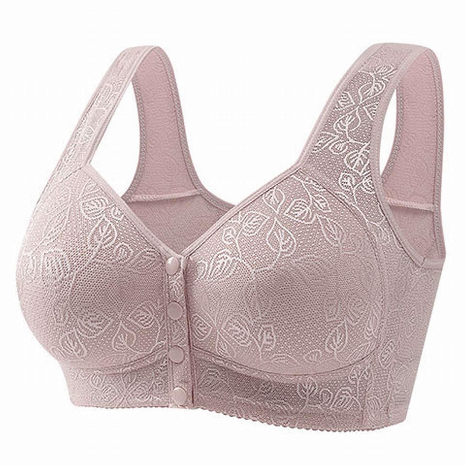 Front Fastening Bras for Women UK Elderly Plus Size Women's Bras Full Coverage Non Wired Comfortable Soft Daisy Bras for Older Women UK Solid Color Front Fastening Bras Sale