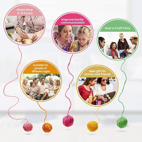 Miniatura 34 de ZFFLYH Kit de alfombras de gancho para manualidades, alfombra de ganchillo sin terminar, alfombra de hilo para niños/adultos con patrón de lienzo