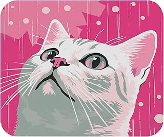 لوحة ماوس بتصميم قطة بوب آرت، بساط مكتب وردي لطيف وعصري بسطح أملس، قاعدة مانعة للانزلاق ومناسبة للكمبيوتر واللاب توب