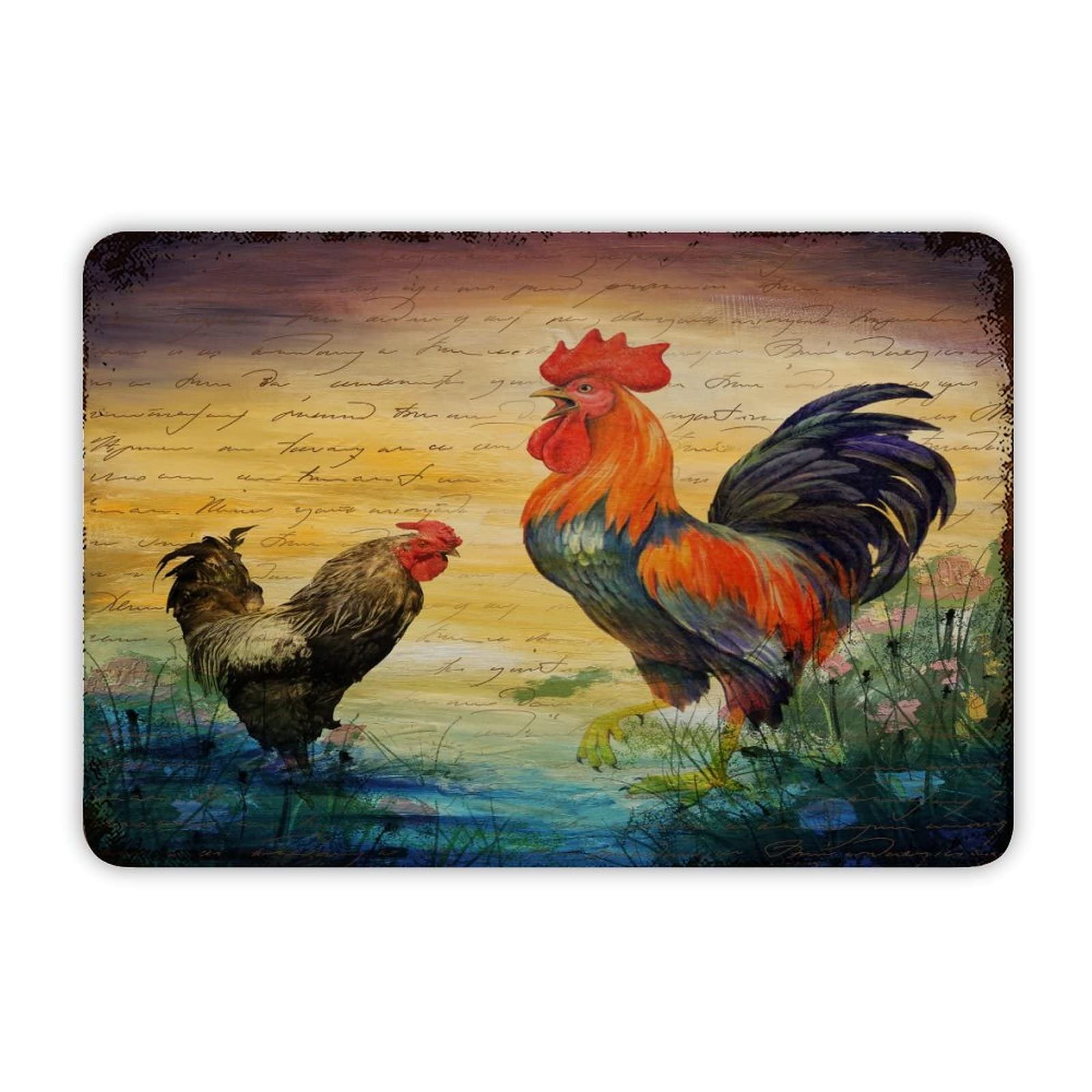 ENEDNATE Rustic Aluminum Sign Vintage Farm Rooster Tin Metal Sign Retro Home Kitchen Room Wall Door Hanger Decor Sign 12x8 inch